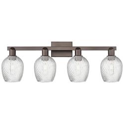 Arcadia Salina 33"W 4 Light Oiled Bronze Bath Light w/ Fluted Shade