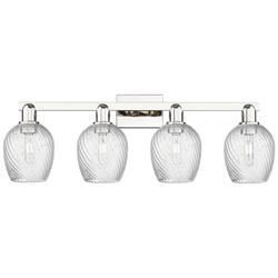 Arcadia Salina 33"W 4 Light Polished Nickel Bath Light w/ Fluted Shade