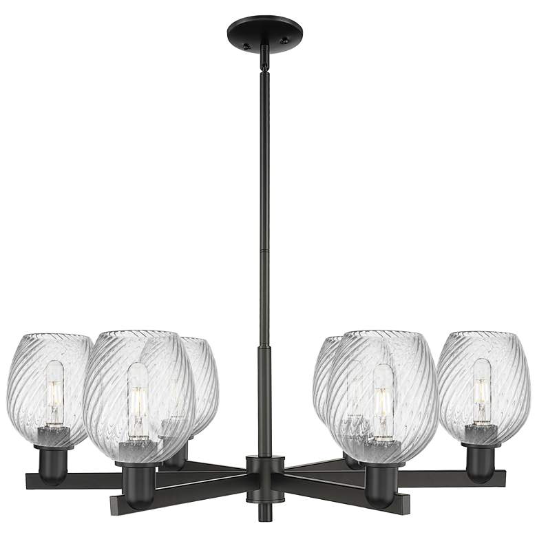Image 1 Arcadia Salina 36"W 6 Light Black Stem Chandelier w/ Fluted Shade