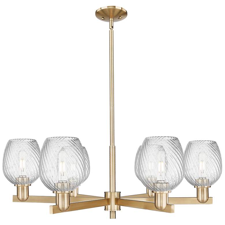 Image 1 Arcadia Salina 36"W 6 Light Bronze Stem Chandelier w/ Fluted Shade