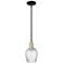 Arcadia Salina 6"W Black Brass Stem Pendant w/ Fluted Shade