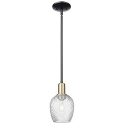 Arcadia Salina 6"W Black Brass Stem Pendant w/ Fluted Shade