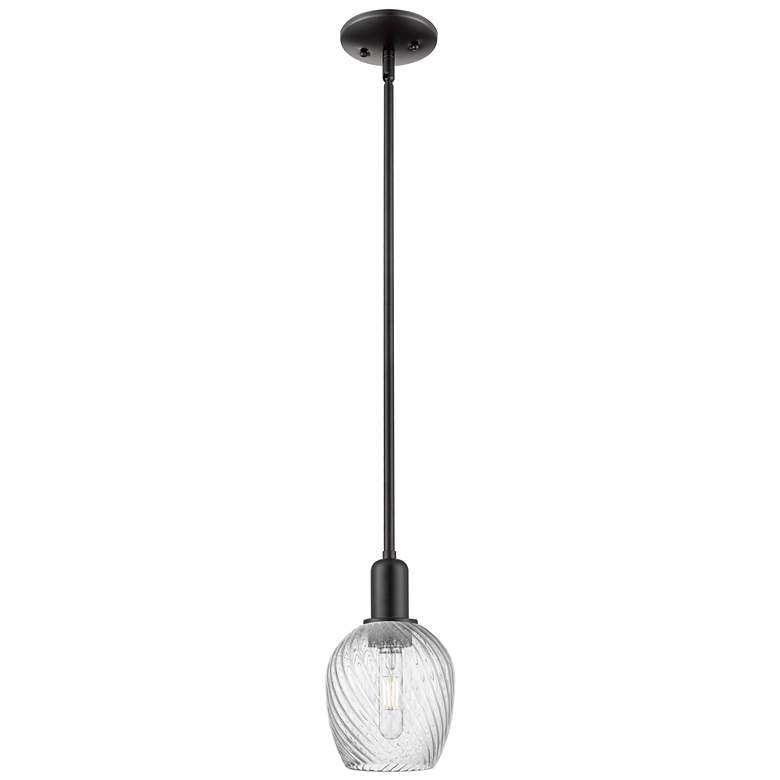 Image 1 Arcadia Salina 6"W Black Stem Pendant w/ Clear Spiral Fluted Shade