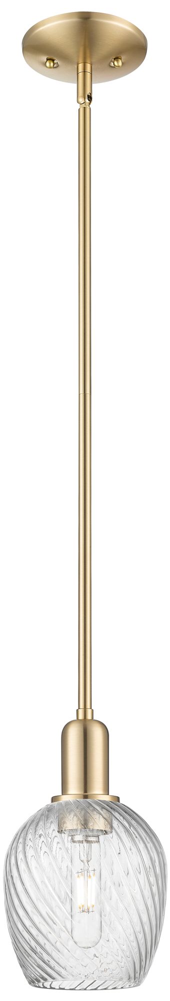 Arcadia Salina 6"W Bronze Stem Pendant w/ Clear Spiral Fluted Shade