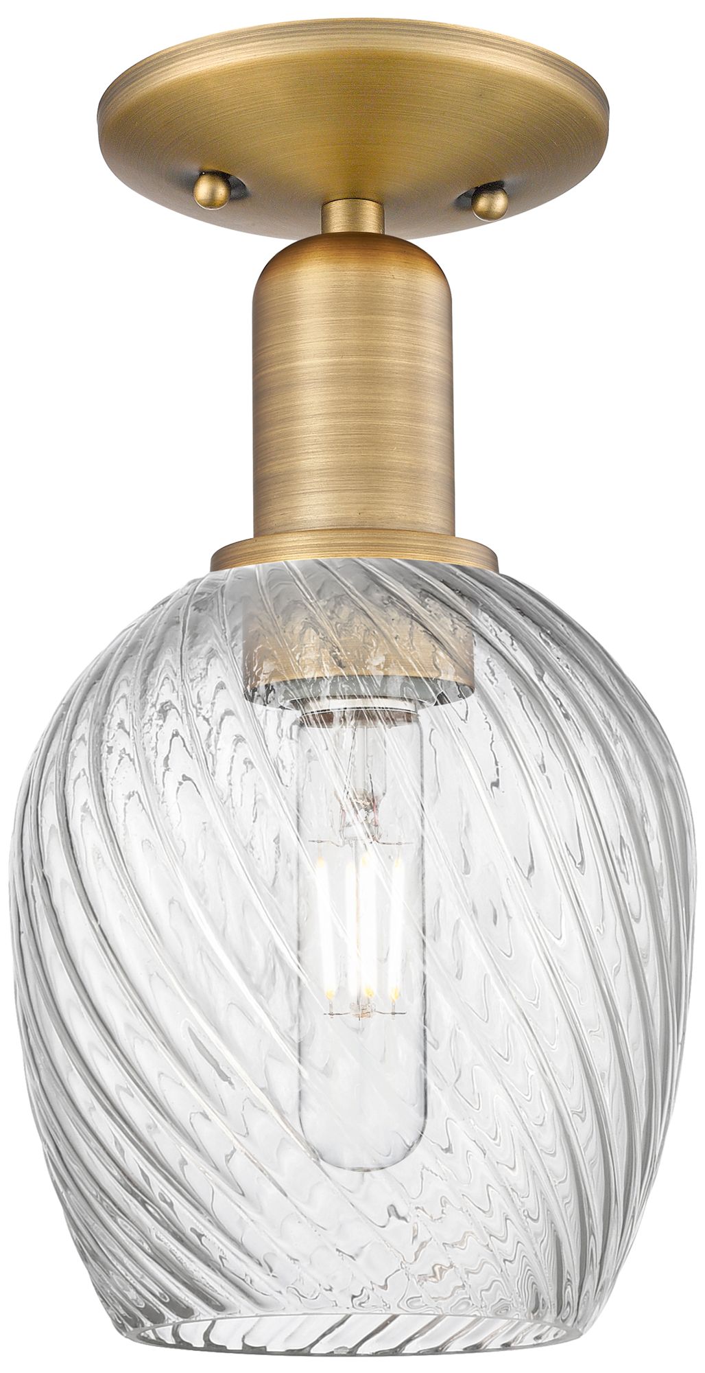 Arcadia Salina 6"W Brushed Brass Semi.Flush Mount w/ Fluted Shade