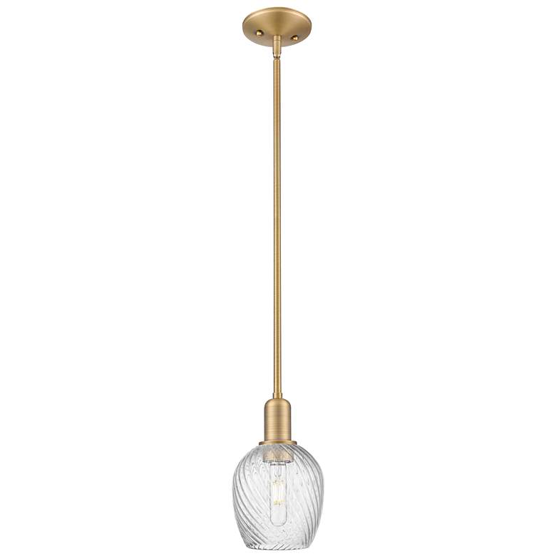 Image 1 Arcadia Salina 6"W Brushed Brass Stem Pendant w/ Fluted Shade