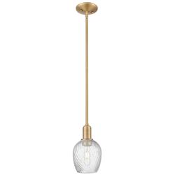 Arcadia Salina 6"W Brushed Brass Stem Pendant w/ Fluted Shade