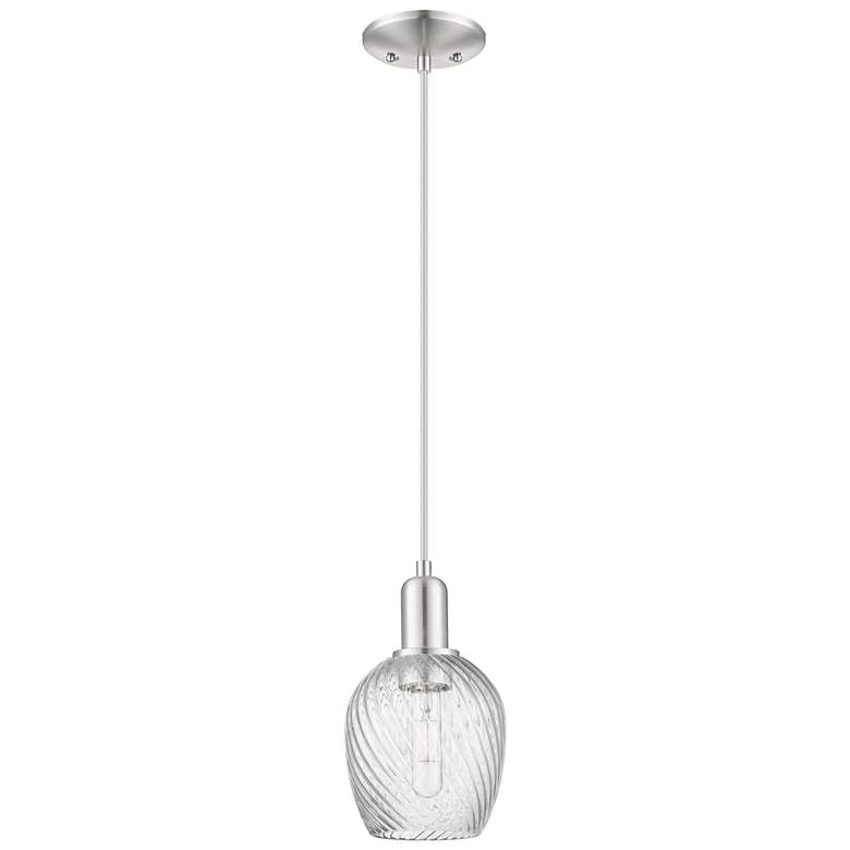 Image 1 Arcadia Salina 6"W Brushed Nickel Cord Pendant w/ Fluted Shade