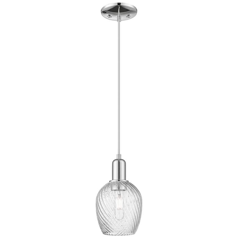 Image 1 Arcadia Salina 6"W Chrome Cord Pendant w/ Clear Spiral Fluted Shade
