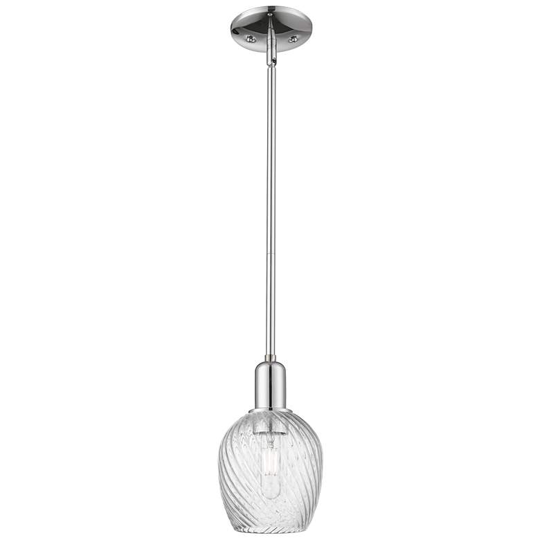 Image 1 Arcadia Salina 6"W Chrome Stem Pendant w/ Clear Spiral Fluted Shade