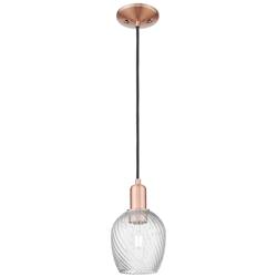 Arcadia Salina 6"W Copper Cord Pendant w/ Clear Spiral Fluted Shade