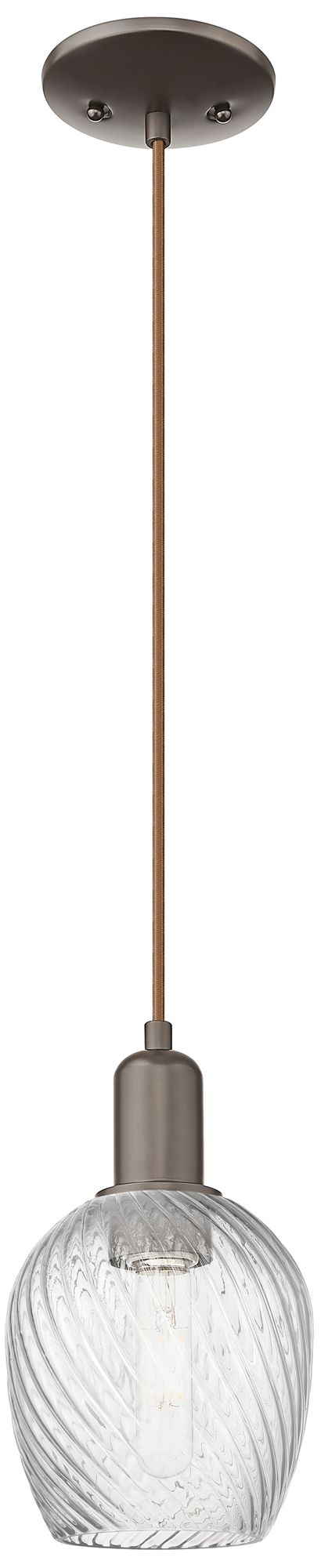 Arcadia Salina 6"W Oiled Bronze Cord Pendant w/ Fluted Shade