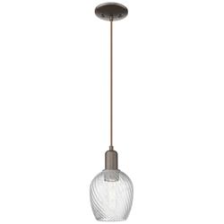 Arcadia Salina 6"W Oiled Bronze Cord Pendant w/ Fluted Shade