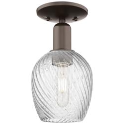 Arcadia Salina 6"W Oiled Bronze Semi.Flush Mount w/ Fluted Shade