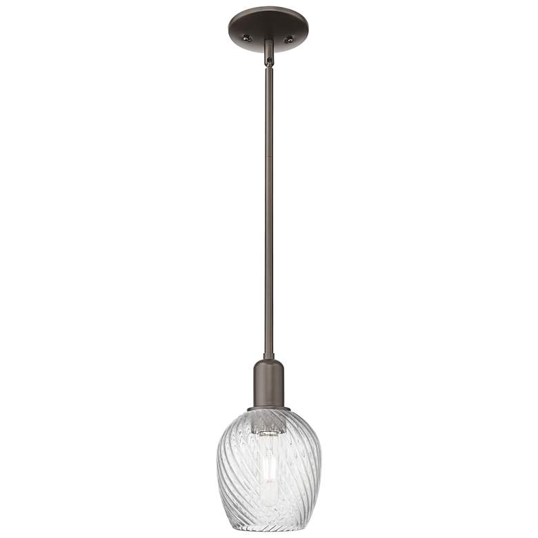 Image 1 Arcadia Salina 6"W Oiled Bronze Stem Pendant w/ Fluted Shade