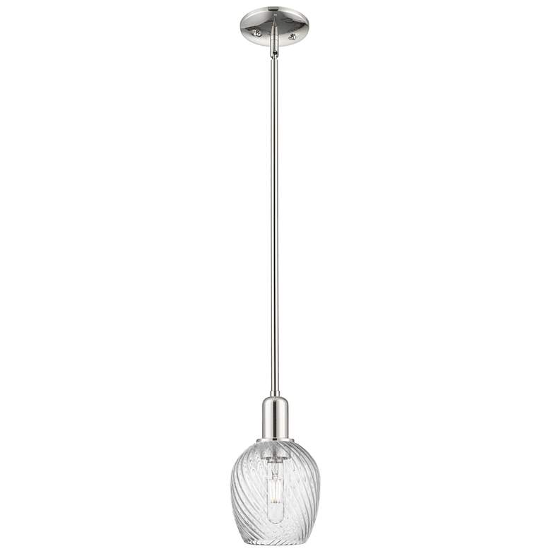 Image 1 Arcadia Salina 6"W Polished Nickel Stem Pendant w/ Fluted Shade