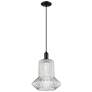 1_Arcadia Springwater 12"W Black Cord Mini Pendant w/ Clear Fluted Shade