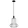 Arcadia Springwater 12"W Black Cord Mini Pendant w/ Clear Fluted Shade