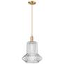 Arcadia Springwater 12"W Bronze Cord Pendant w/ Clear Fluted Shade