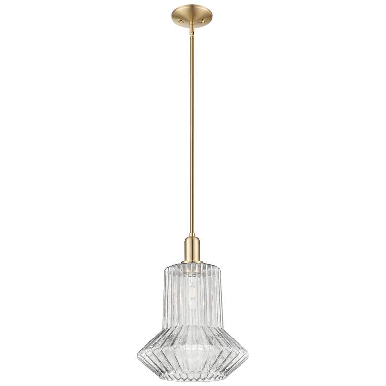 Image 1 Arcadia Springwater 12"W Bronze Stem Pendant w/ Clear Fluted Shade