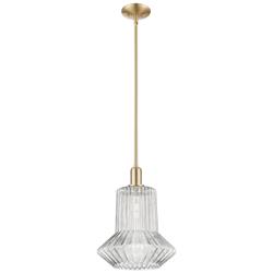 Arcadia Springwater 12"W Bronze Stem Pendant w/ Clear Fluted Shade