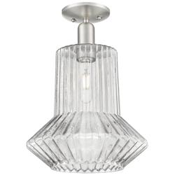 Arcadia Springwater 12"W Brushed Nickel Semi-Flush w/ Fluted Shade