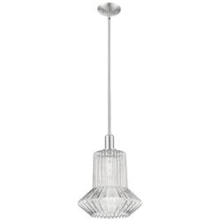Arcadia Springwater 12"W Brushed Nickel Stem Pendant w/ Fluted Shade