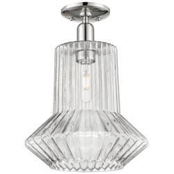 Arcadia Springwater 12"W Polished Nickel Semi-Flush w/ Fluted Shade