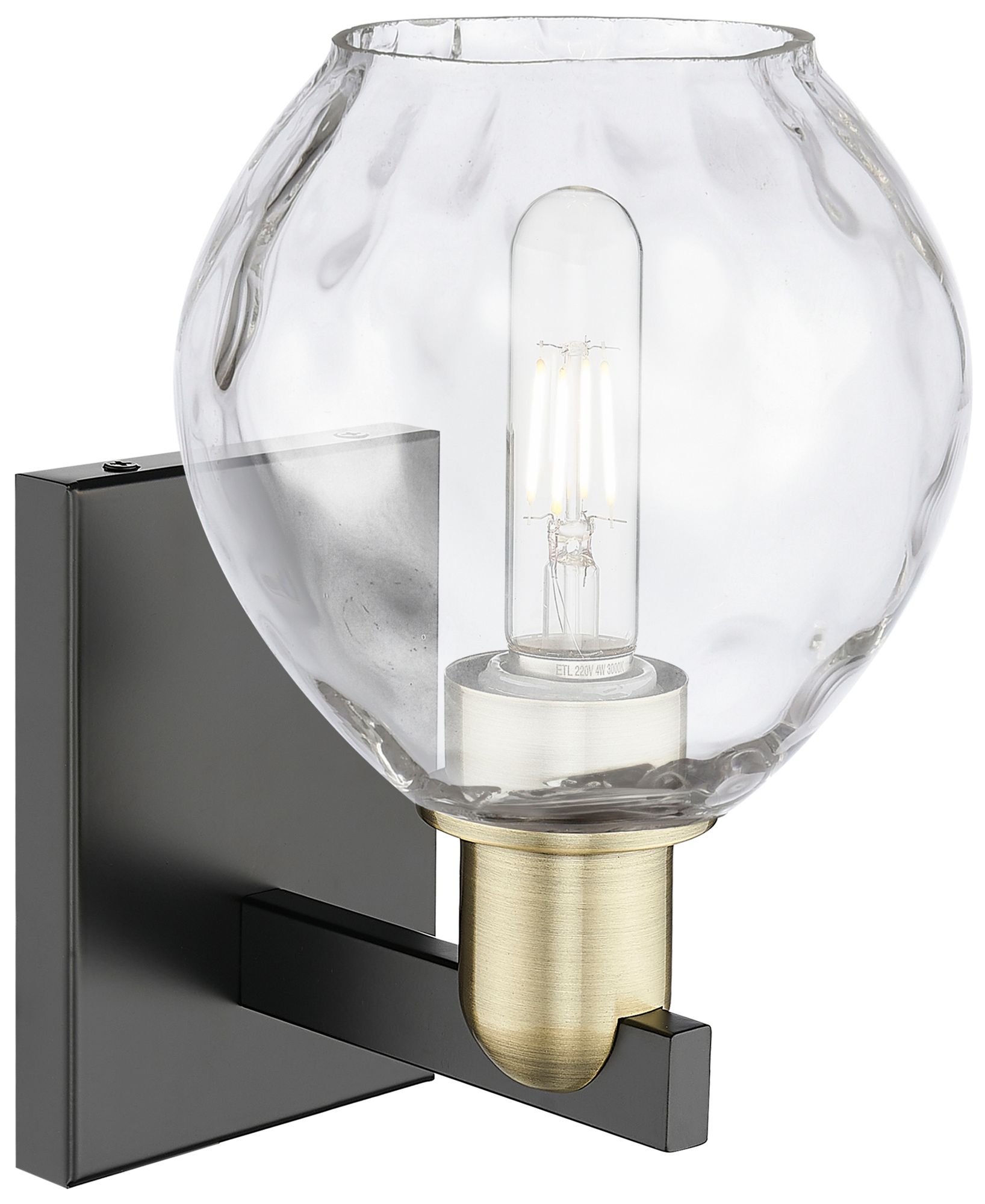 Image 2 Arcadia Waverly 10" High Black Antique Brass Sconce With Clear Shade more views