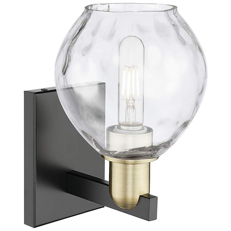 Image 2 Arcadia Waverly 10" High Black Antique Brass Sconce With Clear Shade more views