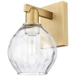 Arcadia Waverly 10" High Brushed Brass Sconce With Clear Shade