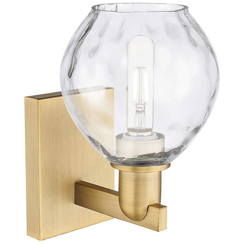 Image 2 Arcadia Waverly 10" High Brushed Brass Sconce With Clear Shade more views