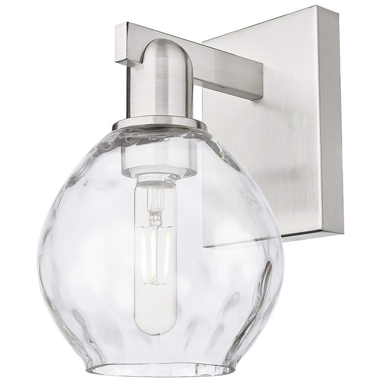 Image 1 Arcadia Waverly 10" High Brushed Satin Nickel Sconce With Clear Shade