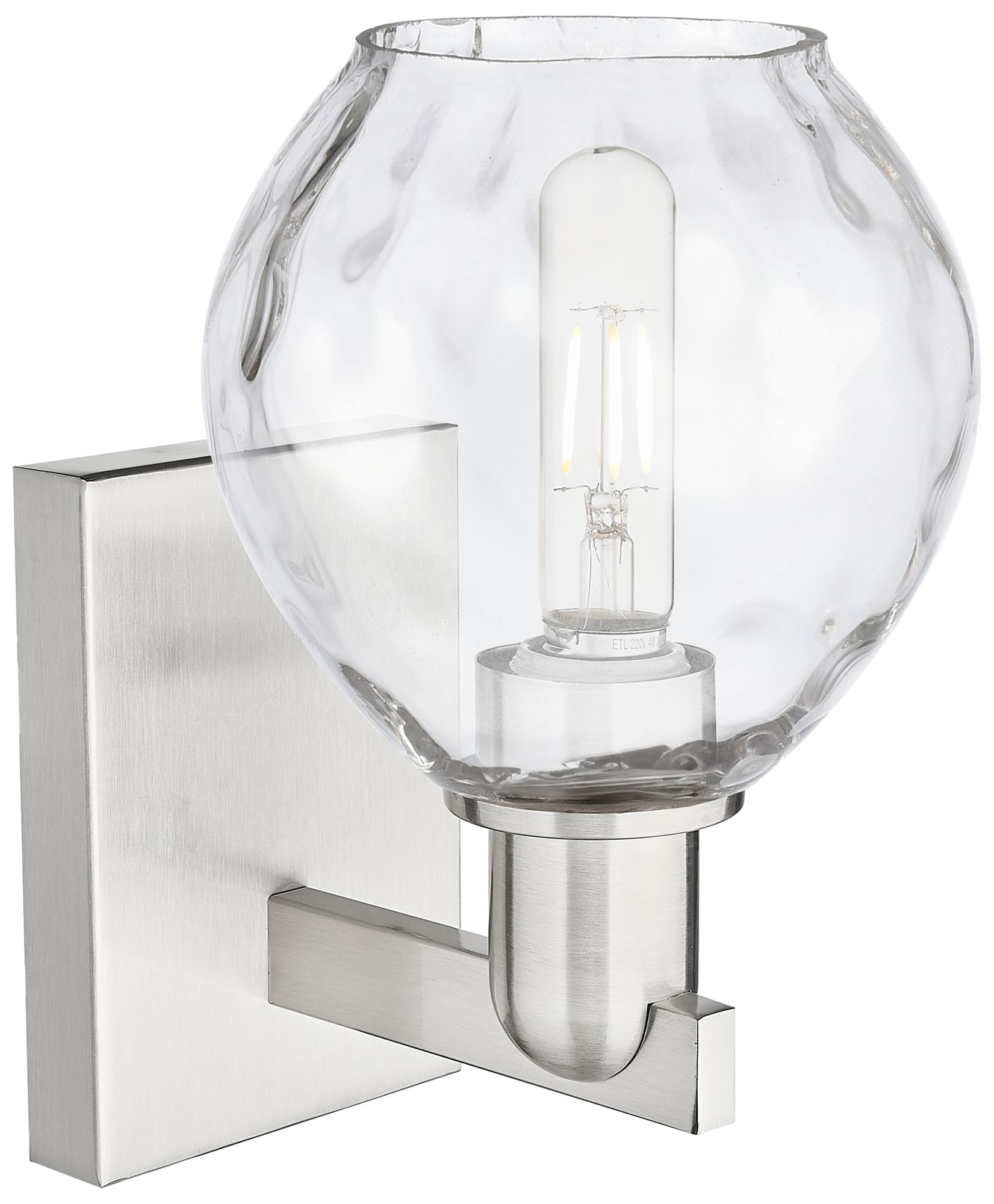 Image 2 Arcadia Waverly 10" High Brushed Satin Nickel Sconce With Clear Shade more views