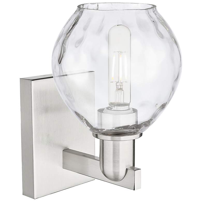 Image 2 Arcadia Waverly 10" High Brushed Satin Nickel Sconce With Clear Shade more views