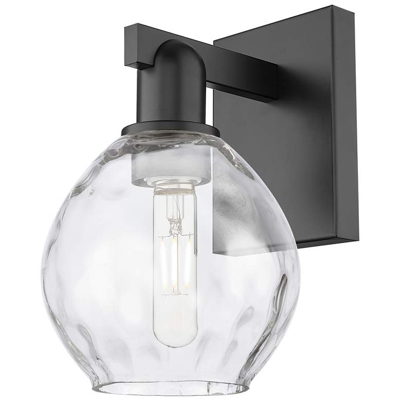 Image 1 Arcadia Waverly 10" High Matte Black Sconce With Clear Shade