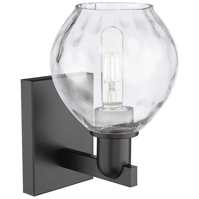 Image 2 Arcadia Waverly 10" High Matte Black Sconce With Clear Shade more views
