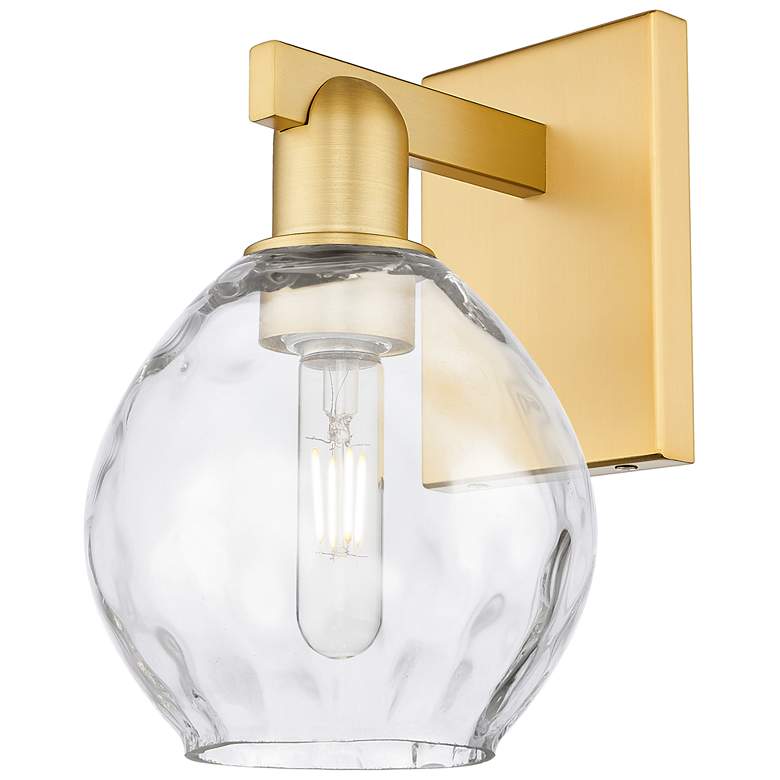 Image 1 Arcadia Waverly 10" High Satin Gold Sconce With Clear Shade