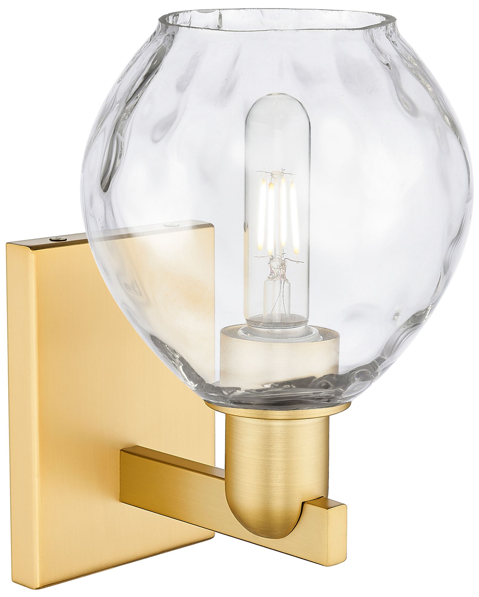 Image 2 Arcadia Waverly 10" High Satin Gold Sconce With Clear Shade more views