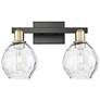 1_Arcadia Waverly 17"W 2 Light Black Brass Vanity Light w/ Clear Shade