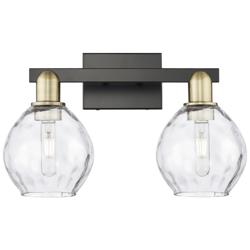 Arcadia Waverly 17"W 2 Light Black Brass Vanity Light w/ Clear Shade