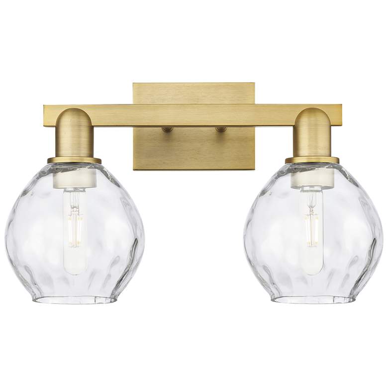 Image 1 Arcadia Waverly 17"W 2 Light Brushed Brass Vanity Light w/ Clear Shade