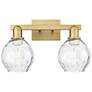 Arcadia Waverly 17"W 2 Light Brushed Brass Vanity Light w/ Clear Shade