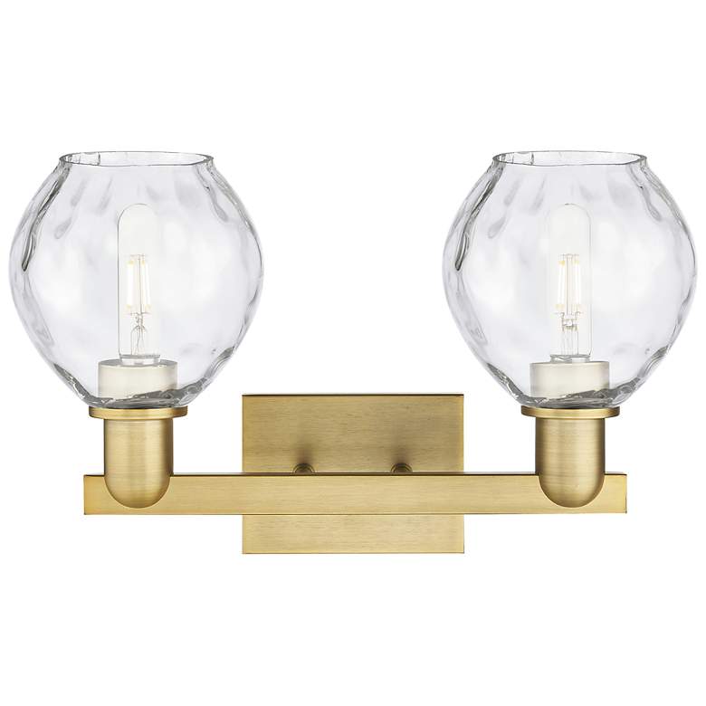 Image 2 Arcadia Waverly 17"W 2 Light Brushed Brass Vanity Light w/ Clear Shade more views