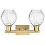 Arcadia Waverly 17"W 2 Light Brushed Brass Vanity Light w/ Clear Shade