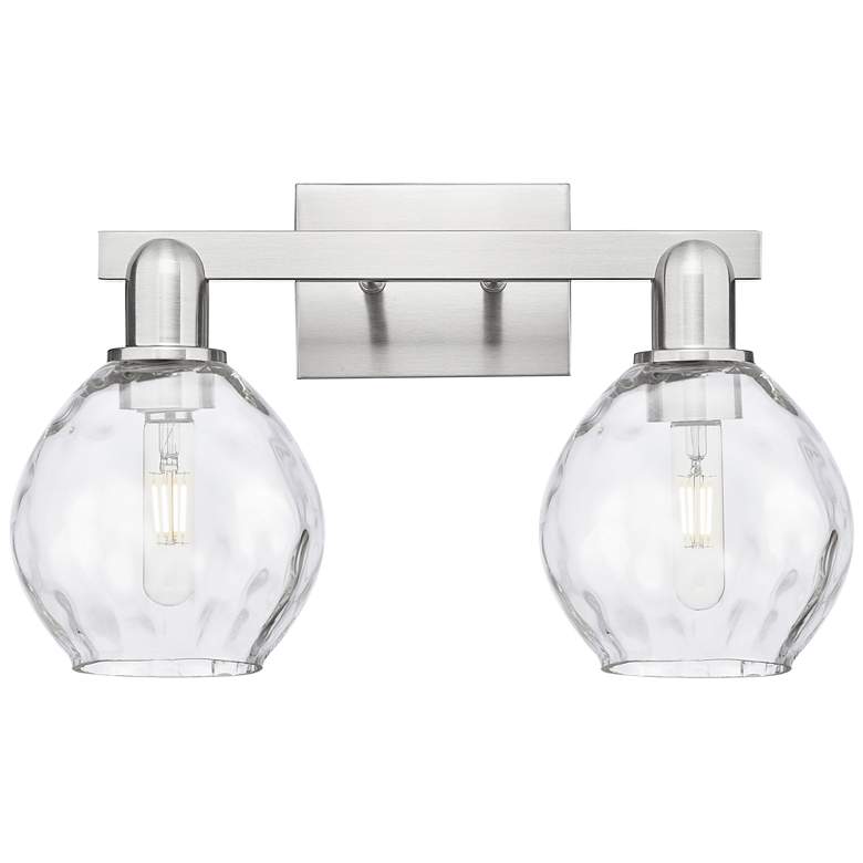 Image 1 Arcadia Waverly 17"W 2 Light Brushed Nickel Bath Light w/ Clear Shade