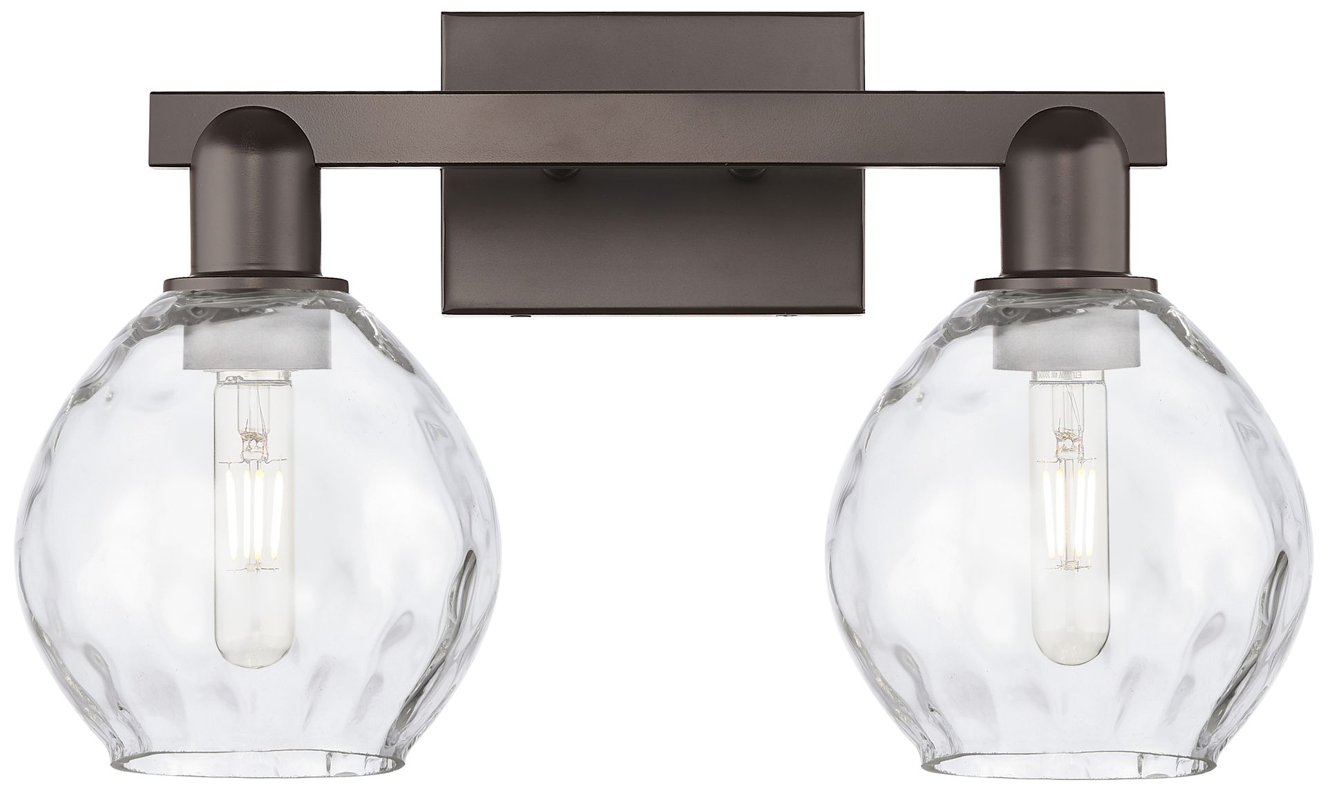 Arcadia Waverly 17"W 2 Light Oiled Bronze Vanity Light w/ Clear Shade