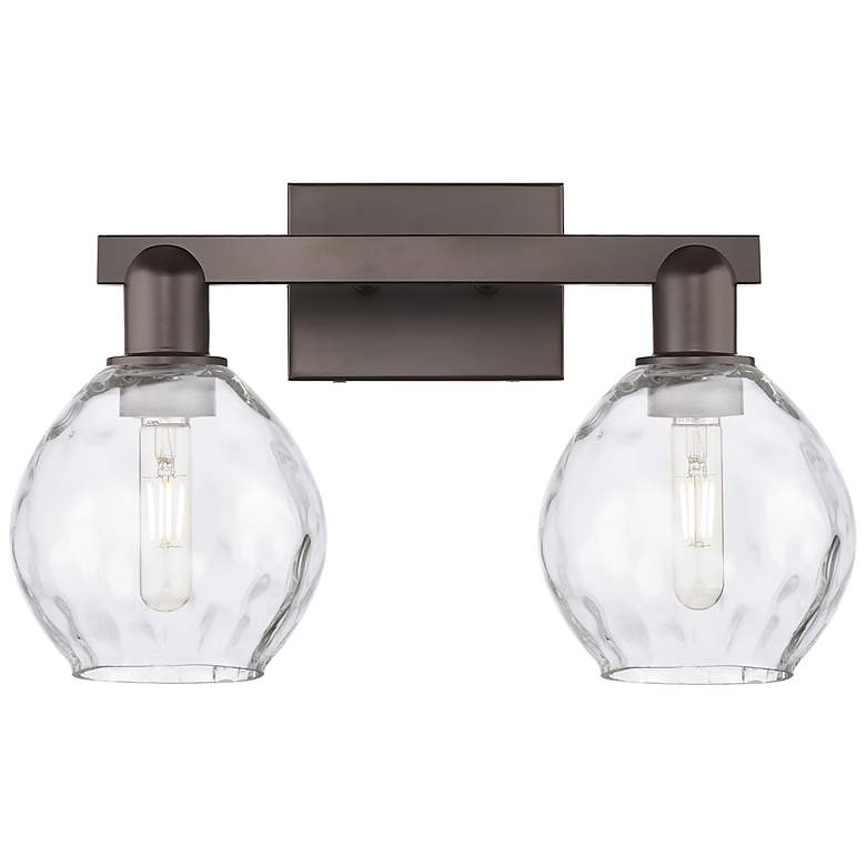 Image 1 Arcadia Waverly 17"W 2 Light Oiled Bronze Vanity Light w/ Clear Shade