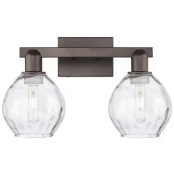 Arcadia Waverly 17"W 2 Light Oiled Bronze Vanity Light w/ Clear Shade