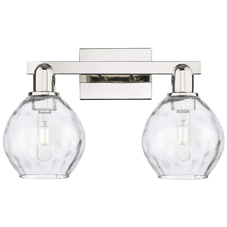 Image 1 Arcadia Waverly 17"W 2 Light Polished Nickel Bath Light w/ Clear Shade